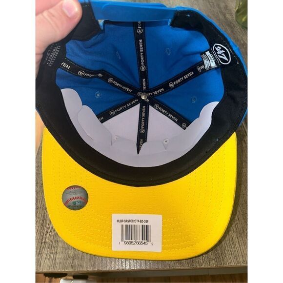 Boston Red Sox 47 Brand JetBlue Hat Marathon Blue Yellow NWT Snapback - Picture 5 of 6